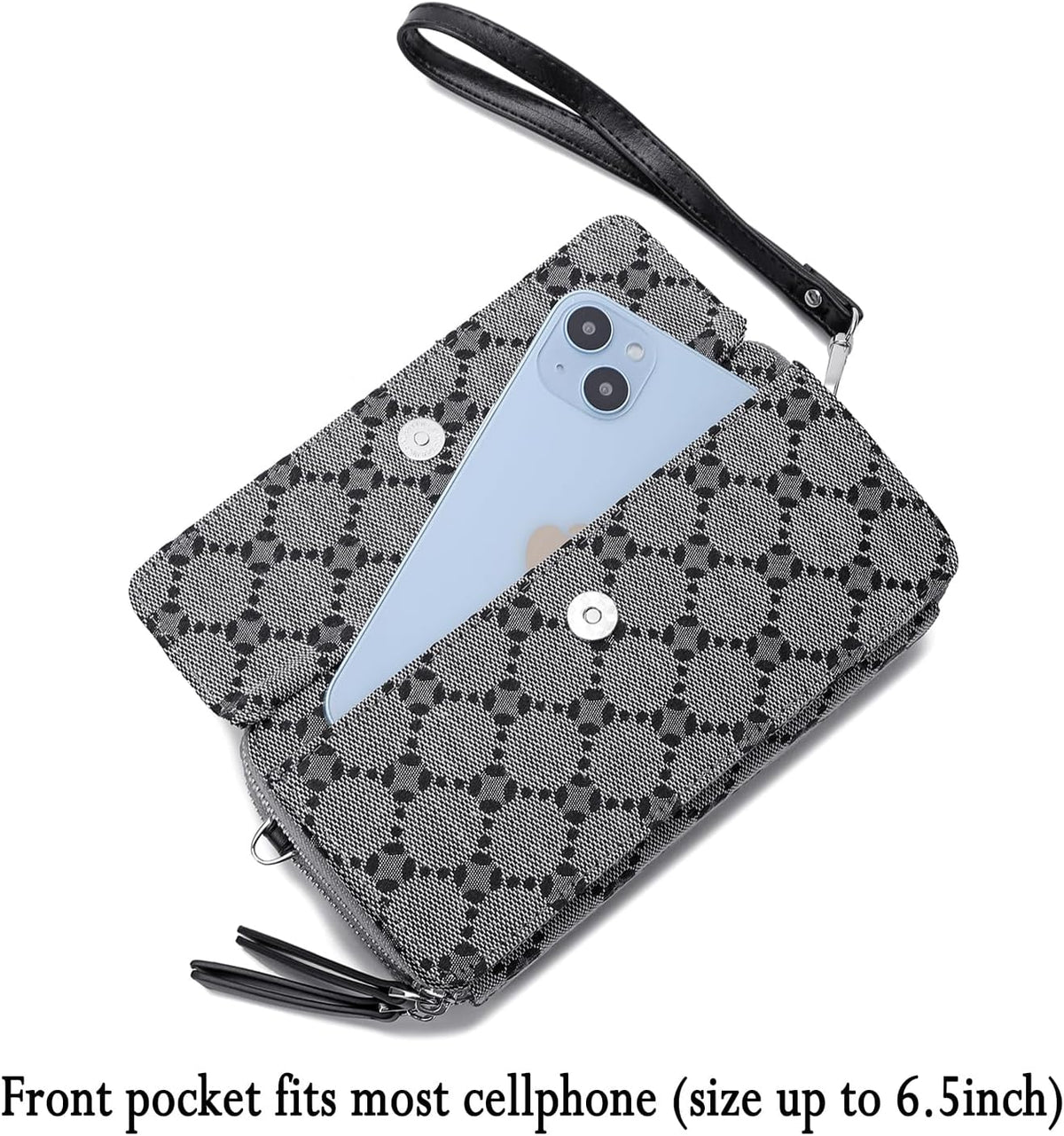 Lanyani RFID Crossbody Wallet Wristlet Purse with Phone Pocket For Women Vegan Leather - Colors A