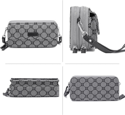 Lanyani RFID Crossbody Wallet Wristlet Purse with Phone Pocket For Women Vegan Leather - Colors A