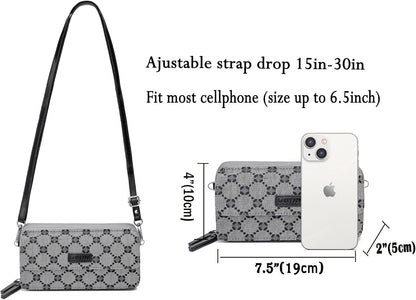 Lanyani RFID Crossbody Wallet Wristlet Purse with Phone Pocket For Women Vegan Leather - Colors A