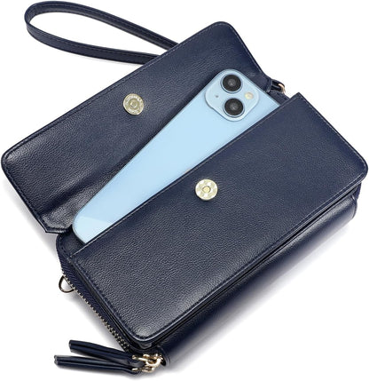 Lanyani RFID Crossbody Wallet Wristlet Purse with Phone Pocket For Women Vegan Leather - Colors A