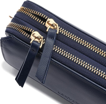 Lanyani RFID Crossbody Wallet Wristlet Purse with Phone Pocket For Women Vegan Leather - Colors A