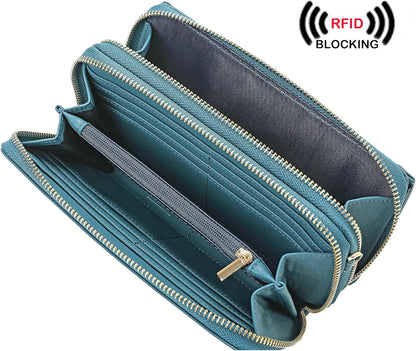 Lanyani RFID Crossbody Wallet Wristlet Purse with Phone Pocket For Women Vegan Leather - Colors A