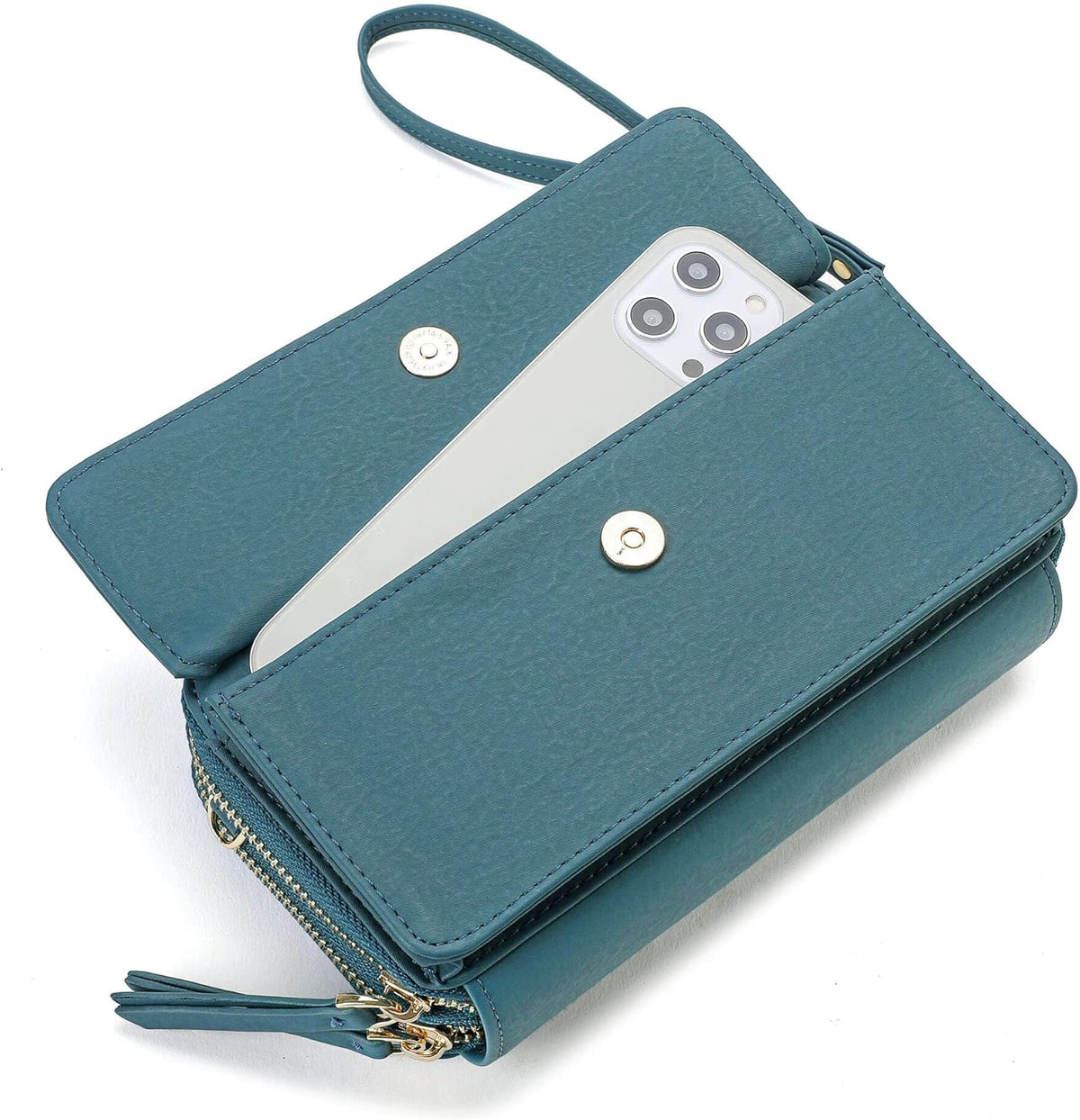 Lanyani RFID Crossbody Wallet Wristlet Purse with Phone Pocket For Women Vegan Leather - Colors A