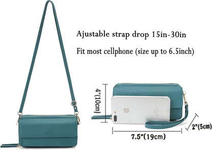 Lanyani RFID Crossbody Wallet Wristlet Purse with Phone Pocket For Women Vegan Leather - Colors A