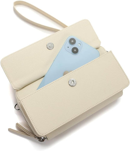 Lanyani RFID Crossbody Wallet Wristlet Purse with Phone Pocket For Women Vegan Leather - Colors A