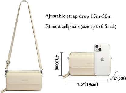 Lanyani RFID Crossbody Wallet Wristlet Purse with Phone Pocket For Women Vegan Leather - Colors A