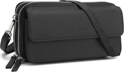 Lanyani RFID Crossbody Wallet Wristlet Purse with Phone Pocket For Women Vegan Leather - Colors A