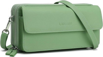 Lanyani RFID Crossbody Wallet Wristlet Purse with Phone Pocket For Women Vegan Leather - Colors A