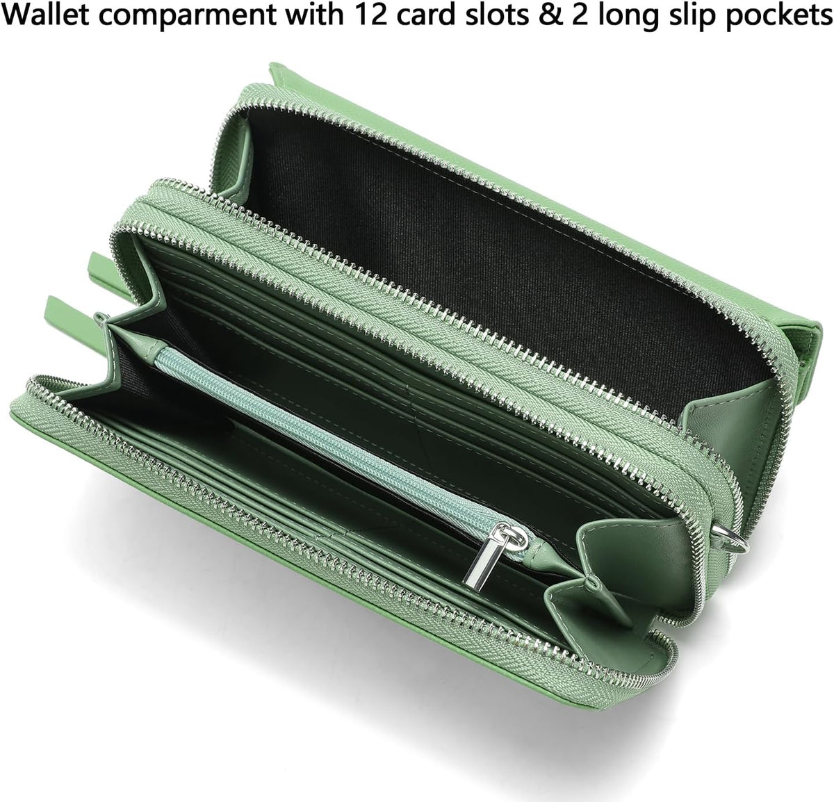 Lanyani RFID Crossbody Wallet Wristlet Purse with Phone Pocket For Women Vegan Leather - Colors A