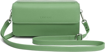 Lanyani RFID Crossbody Wallet Wristlet Purse with Phone Pocket For Women Vegan Leather - Colors A