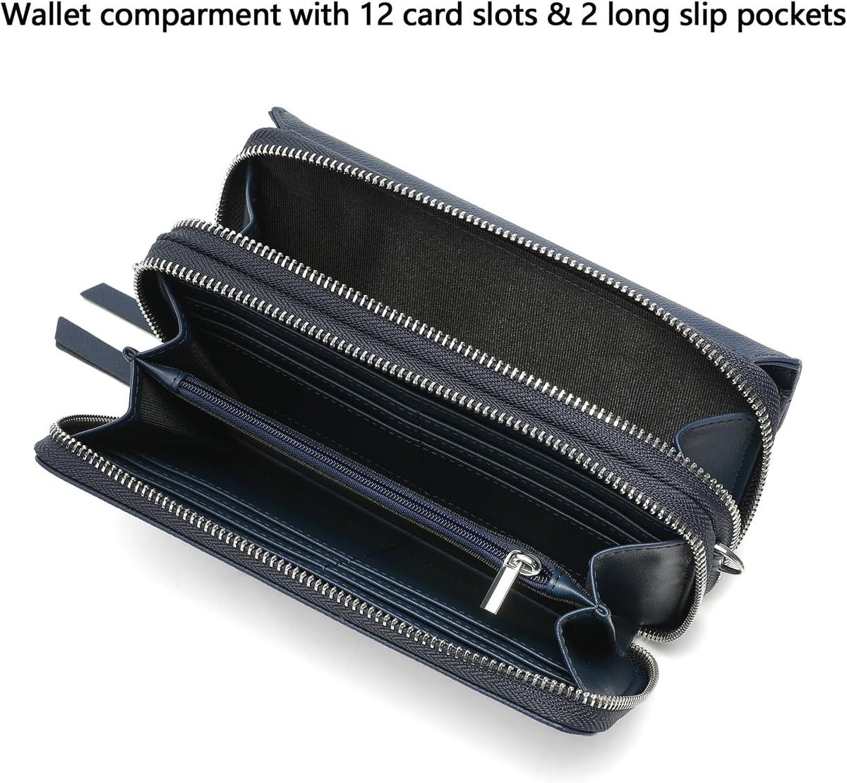 Lanyani RFID Crossbody Wallet Wristlet Purse with Phone Pocket For Women Vegan Leather - Colors A