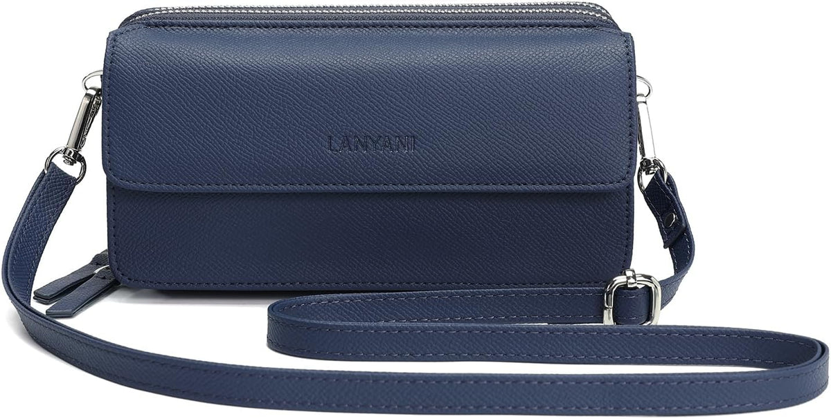 Lanyani RFID Crossbody Wallet Wristlet Purse with Phone Pocket For Women Vegan Leather - Colors A