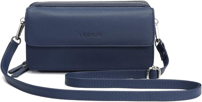 Lanyani RFID Crossbody Wallet Wristlet Purse with Phone Pocket For Women Vegan Leather - Colors A