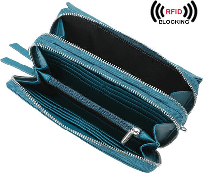 Lanyani RFID Crossbody Wallet Wristlet Purse with Phone Pocket For Women Vegan Leather - Colors A