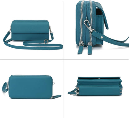 Lanyani RFID Crossbody Wallet Wristlet Purse with Phone Pocket For Women Vegan Leather - Colors A