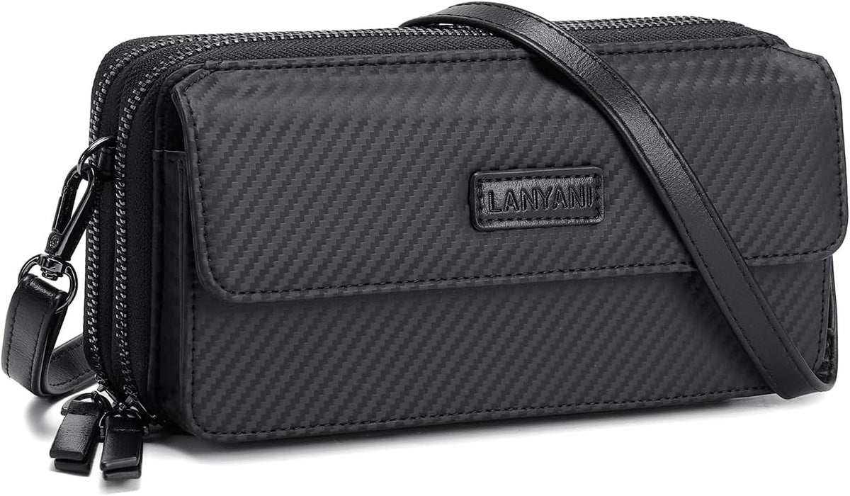 Lanyani RFID Crossbody Wallet Wristlet Purse with Phone Pocket For Women Vegan Leather - Colors A