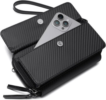 Lanyani RFID Crossbody Wallet Wristlet Purse with Phone Pocket For Women Vegan Leather - Colors A