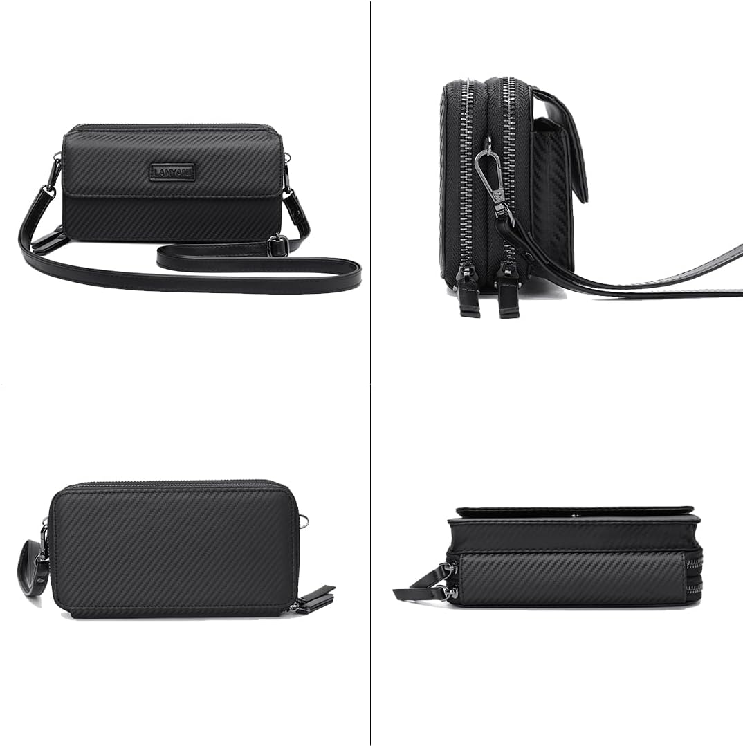 Lanyani RFID Crossbody Wallet Wristlet Purse with Phone Pocket For Women Vegan Leather - Colors A