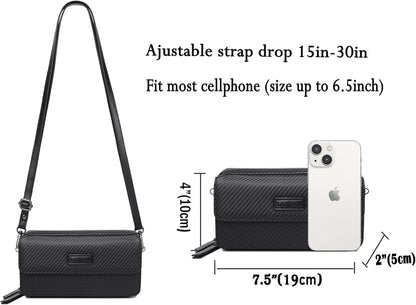 Lanyani RFID Crossbody Wallet Wristlet Purse with Phone Pocket For Women Vegan Leather - Colors A