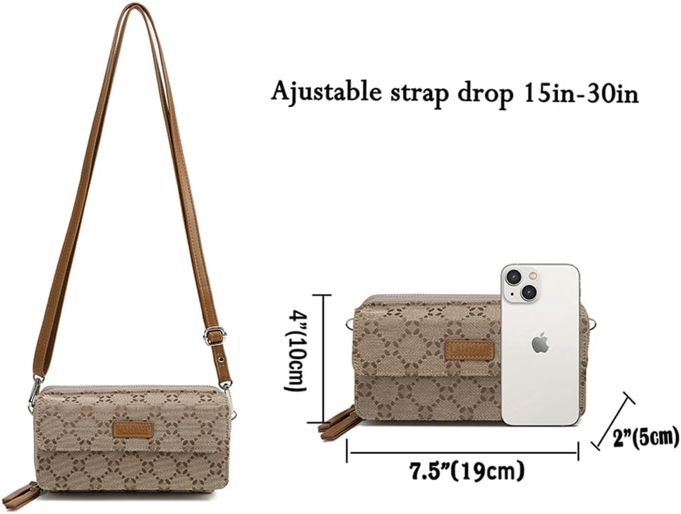 Lanyani RFID Crossbody Wallet Wristlet Purse with Phone Pocket For Women Vegan Leather - Colors A