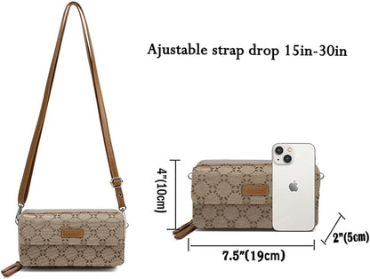Lanyani RFID Crossbody Wallet Wristlet Purse with Phone Pocket For Women Vegan Leather - Colors A