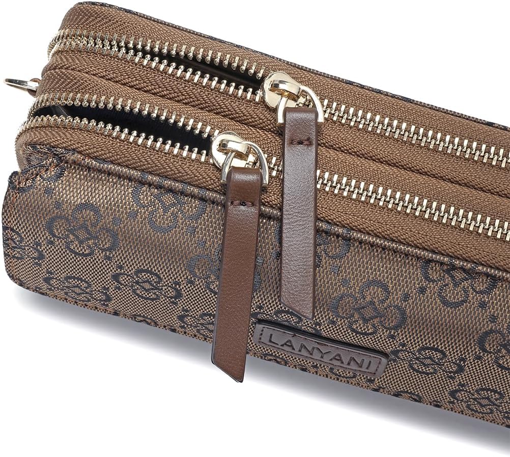 Lanyani RFID Crossbody Wallet Wristlet Purse with Phone Pocket For Women Vegan Leather - Colors A
