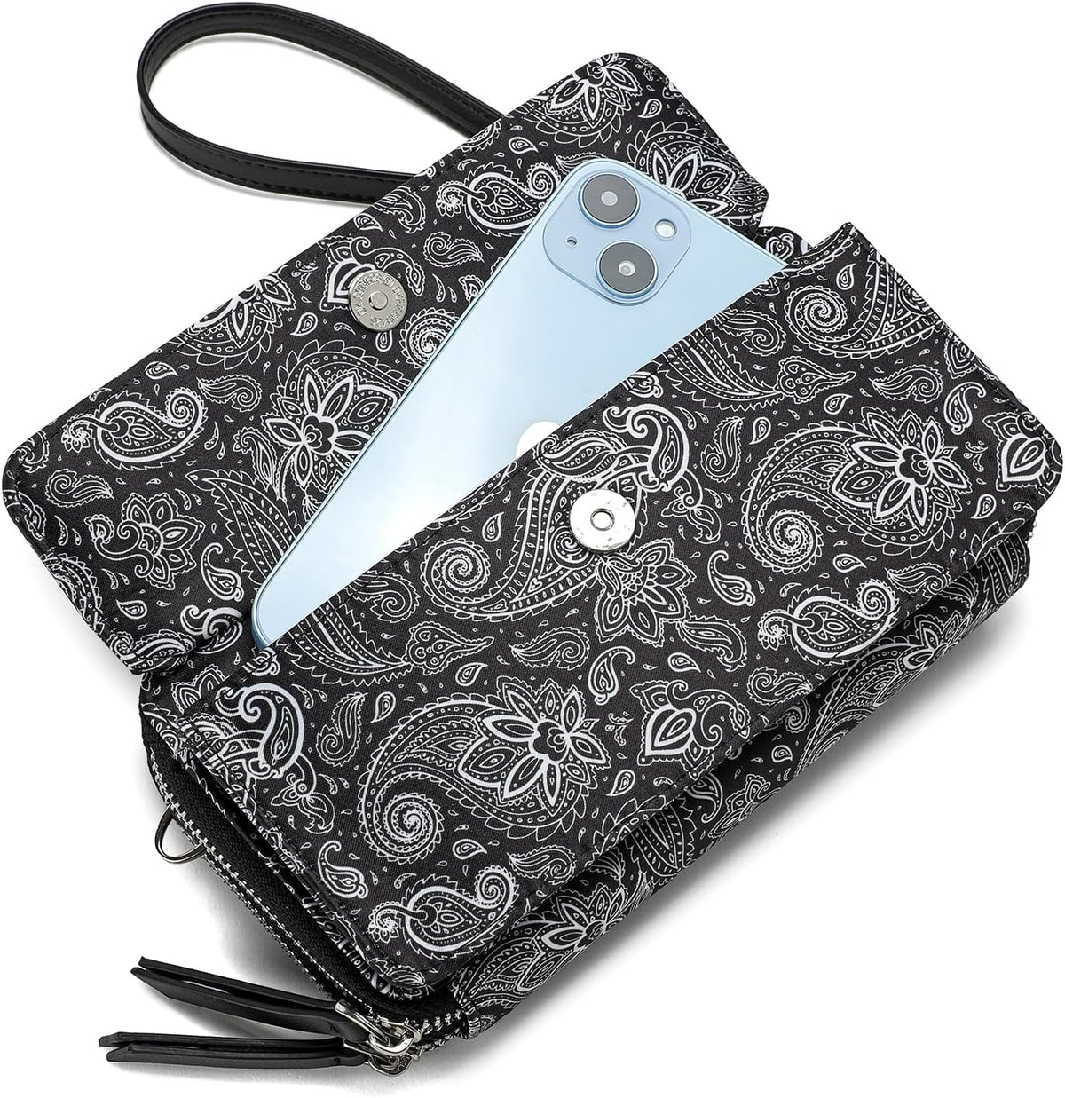 Lanyani RFID Crossbody Wallet Wristlet Purse with Phone Pocket For Women Vegan Leather - Colors A