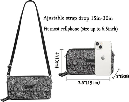 Lanyani RFID Crossbody Wallet Wristlet Purse with Phone Pocket For Women Vegan Leather - Colors A