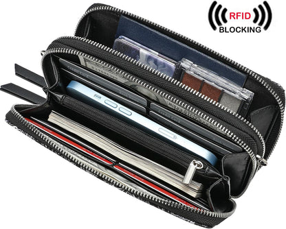 Lanyani RFID Crossbody Wallet Wristlet Purse with Phone Pocket For Women Vegan Leather - Colors A