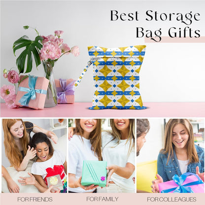 Wet Bag, Wet Dry Bag, Waterproof Swim Bags, Machine Washable Reusable Bags for Beach, Pool, Diapers, and Dirty Yoga Gym Clothes(Pink & White Stripe Prin
