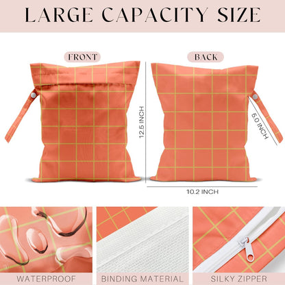 Wet Bag, Wet Dry Bag, Waterproof Swim Bags, Machine Washable Reusable Bags for Beach, Pool, Diapers, and Dirty Yoga Gym Clothes(Pink & White Stripe Prin