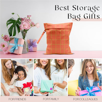 Wet Bag, Wet Dry Bag, Waterproof Swim Bags, Machine Washable Reusable Bags for Beach, Pool, Diapers, and Dirty Yoga Gym Clothes(Pink & White Stripe Prin