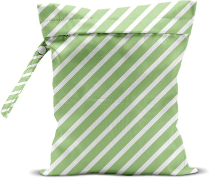 Wet Bag, Wet Dry Bag, Waterproof Swim Bags, Machine Washable Reusable Bags for Beach, Pool, Diapers, and Dirty Yoga Gym Clothes(Pink & White Stripe Prin