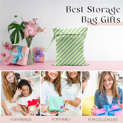 Wet Bag, Wet Dry Bag, Waterproof Swim Bags, Machine Washable Reusable Bags for Beach, Pool, Diapers, and Dirty Yoga Gym Clothes(Pink & White Stripe Prin