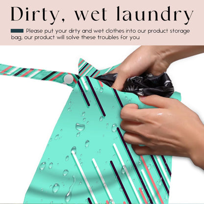 Wet Bag, Wet Dry Bag, Waterproof Swim Bags, Machine Washable Reusable Bags for Beach, Pool, Diapers, and Dirty Yoga Gym Clothes(Pink & White Stripe Prin