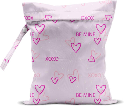 Wet Bag, Wet Dry Bag, Waterproof Swim Bags, Machine Washable Reusable Bags for Beach, Pool, Diapers, and Dirty Yoga Gym Clothes(Pink & White Stripe Prin