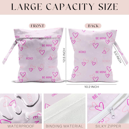 Wet Bag, Wet Dry Bag, Waterproof Swim Bags, Machine Washable Reusable Bags for Beach, Pool, Diapers, and Dirty Yoga Gym Clothes(Pink & White Stripe Prin