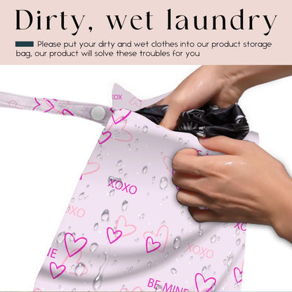 Wet Bag, Wet Dry Bag, Waterproof Swim Bags, Machine Washable Reusable Bags for Beach, Pool, Diapers, and Dirty Yoga Gym Clothes(Pink & White Stripe Prin