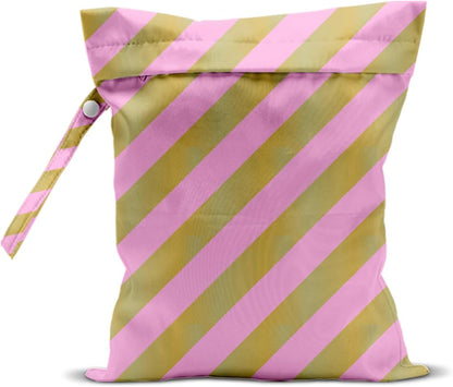 Wet Bag, Wet Dry Bag, Waterproof Swim Bags, Machine Washable Reusable Bags for Beach, Pool, Diapers, and Dirty Yoga Gym Clothes(Pink & White Stripe Prin