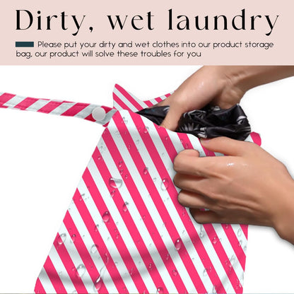 Wet Bag, Wet Dry Bag, Waterproof Swim Bags, Machine Washable Reusable Bags for Beach, Pool, Diapers, and Dirty Yoga Gym Clothes(Pink & White Stripe Prin
