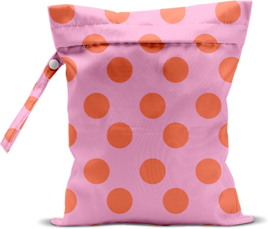 Wet Bag, Wet Dry Bag, Waterproof Swim Bags, Machine Washable Reusable Bags for Beach, Pool, Diapers, and Dirty Yoga Gym Clothes(Pink & White Stripe Prin
