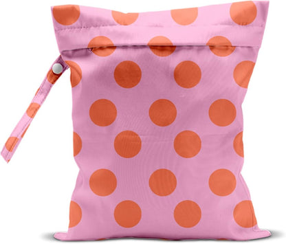 Wet Bag, Wet Dry Bag, Waterproof Swim Bags, Machine Washable Reusable Bags for Beach, Pool, Diapers, and Dirty Yoga Gym Clothes(Pink & White Stripe Prin