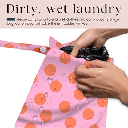 Wet Bag, Wet Dry Bag, Waterproof Swim Bags, Machine Washable Reusable Bags for Beach, Pool, Diapers, and Dirty Yoga Gym Clothes(Pink & White Stripe Prin