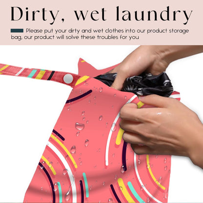 Wet Bag, Wet Dry Bag, Waterproof Swim Bags, Machine Washable Reusable Bags for Beach, Pool, Diapers, and Dirty Yoga Gym Clothes(Pink & White Stripe Prin