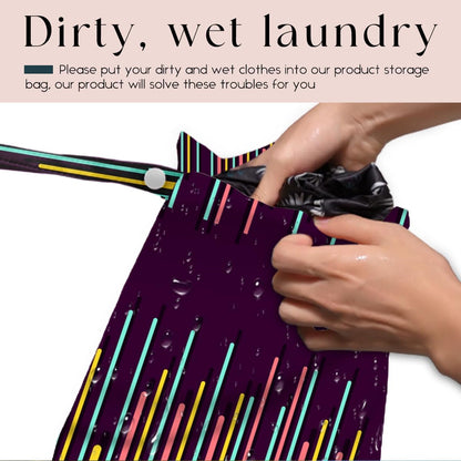 Wet Bag, Wet Dry Bag, Waterproof Swim Bags, Machine Washable Reusable Bags for Beach, Pool, Diapers, and Dirty Yoga Gym Clothes(Pink & White Stripe Prin