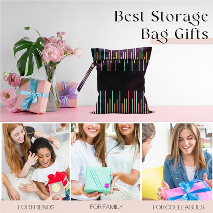 Wet Bag, Wet Dry Bag, Waterproof Swim Bags, Machine Washable Reusable Bags for Beach, Pool, Diapers, and Dirty Yoga Gym Clothes(Pink & White Stripe Prin