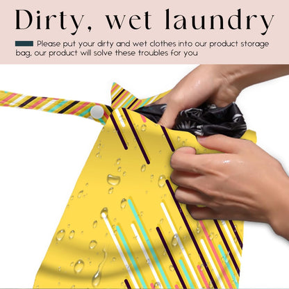 Wet Bag, Wet Dry Bag, Waterproof Swim Bags, Machine Washable Reusable Bags for Beach, Pool, Diapers, and Dirty Yoga Gym Clothes(Pink & White Stripe Prin