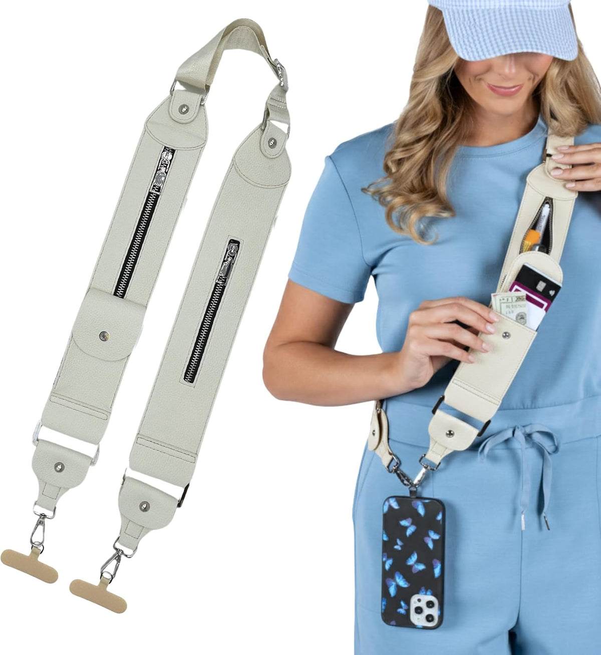 Crossbody Phone Purse, Stashie Clip and Go Strap with 3 Pockets for Cards and Cash, for Travel, Concerts, Sports