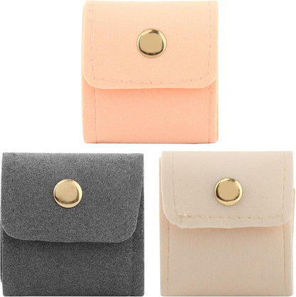 3Pcs Mini Travel Jewelry Bag with Buckle, Portable Multifunctional Mini Travel Organizer Case, Foldable Jewelry Roll for Rings, Necklaces, Bracelets, Earrings(3 Colors)