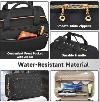 Travel Toiletry Bags, Portable Travel Bag with Hanging Hook for Women, Waterproof and Hanging Makeup Bag Travel Organizer Accessories for Travel Essentials (Pink, Medium)